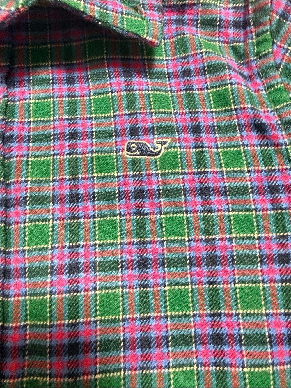 Vineyard Vines Green Plaid Button-Down with Blue and Red Accents
